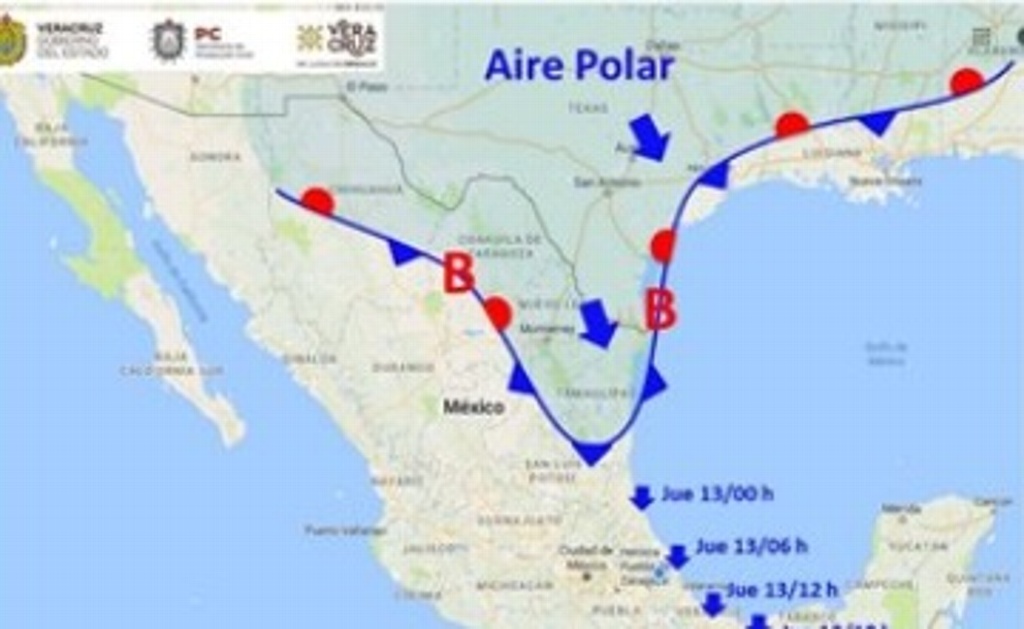 Emiten alerta gris por norte con rachas de hasta 95 Km/h en Veracruz