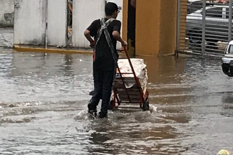 Se inunda mercado “Malibrán” de Veracruz tras fuerte lluvia