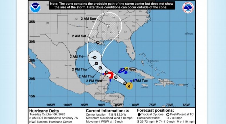 “Delta” se intensifica a categoría 2, es extremadamente peligroso