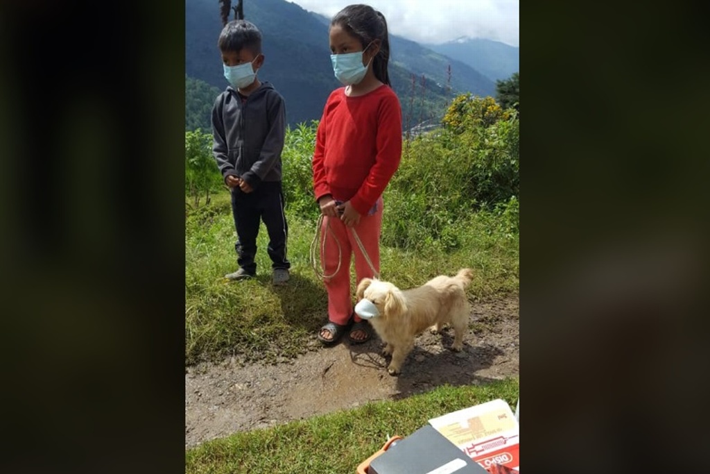 Se viralizan niños que llevan a vacunar a perro con cubrebocas