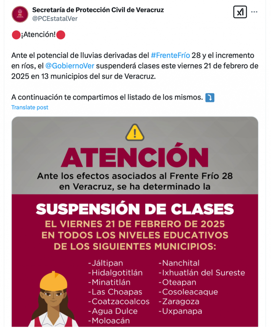 SUspension de clases el clarin veracruzano