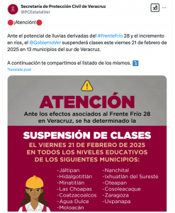 SUspension de clases el clarin veracruzano